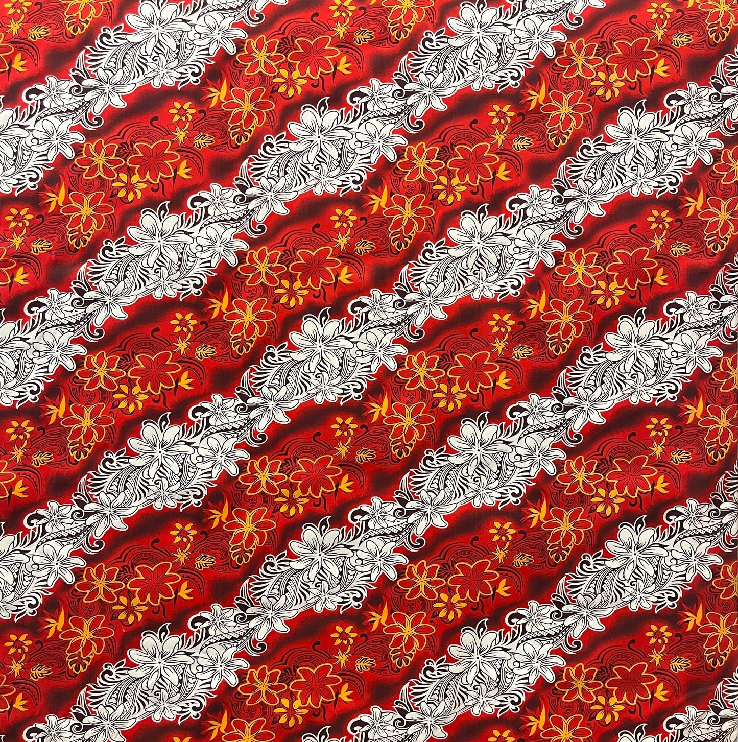 Diagonal Tiare Lei Polyester Fabric | Islands Fabric Islands Fabric