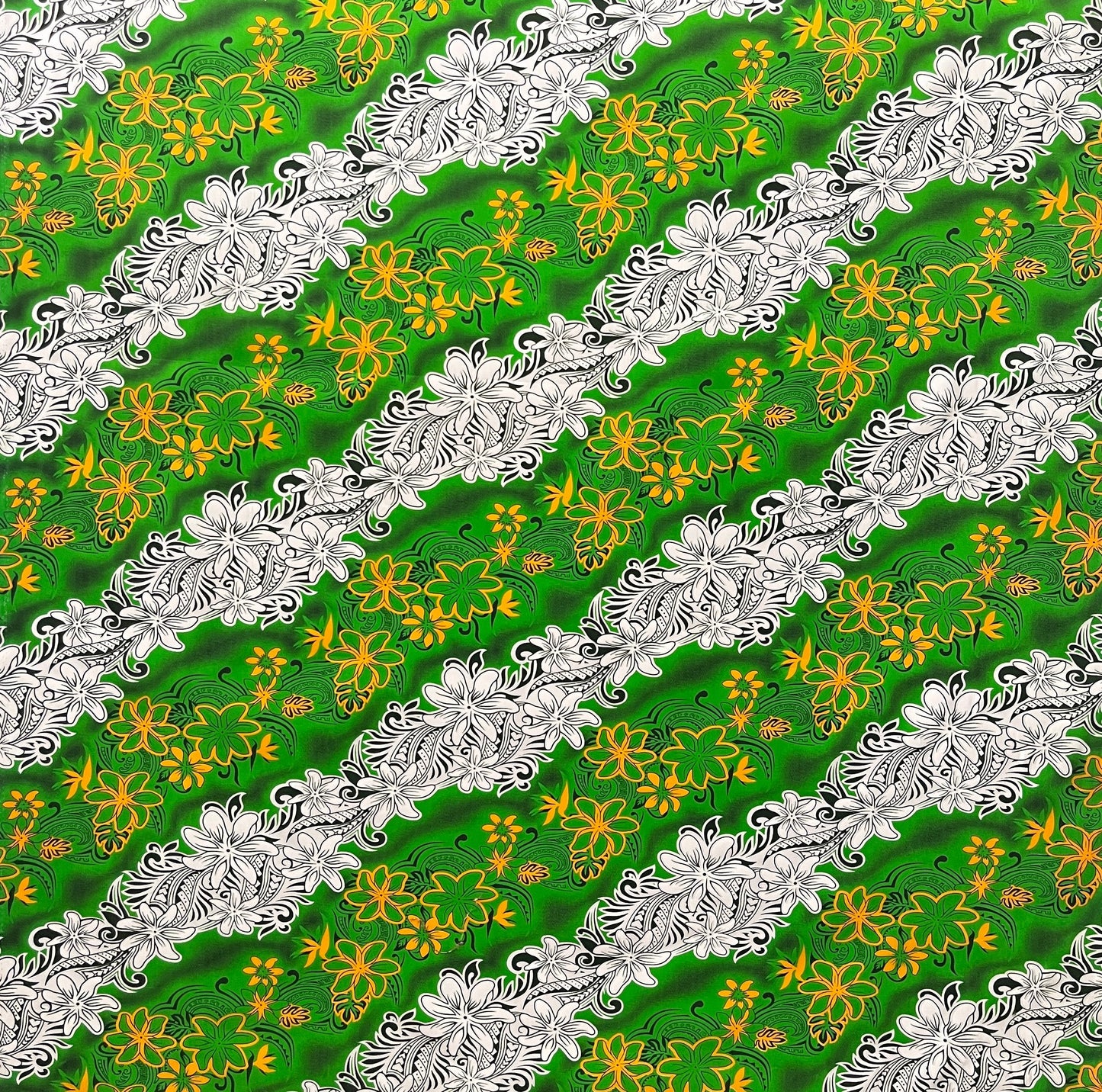 Diagonal Tiare Lei Polyester Fabric | Islands Fabric Islands Fabric