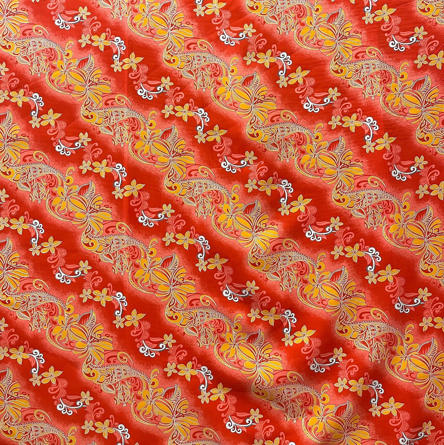 Diagonal Tiare Lei Polyester Fabric | Islands Fabric Islands Fabric