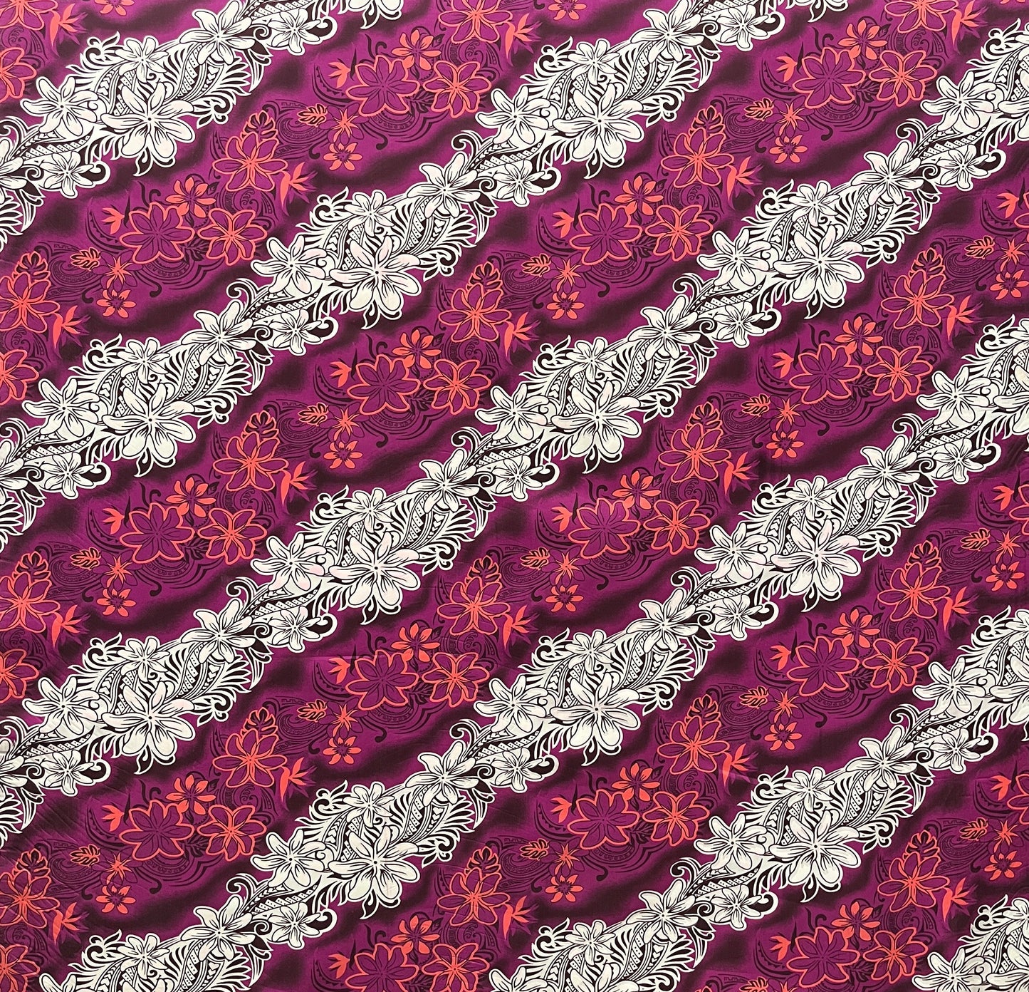 Diagonal Tiare Lei Polyester Fabric | Islands Fabric Islands Fabric