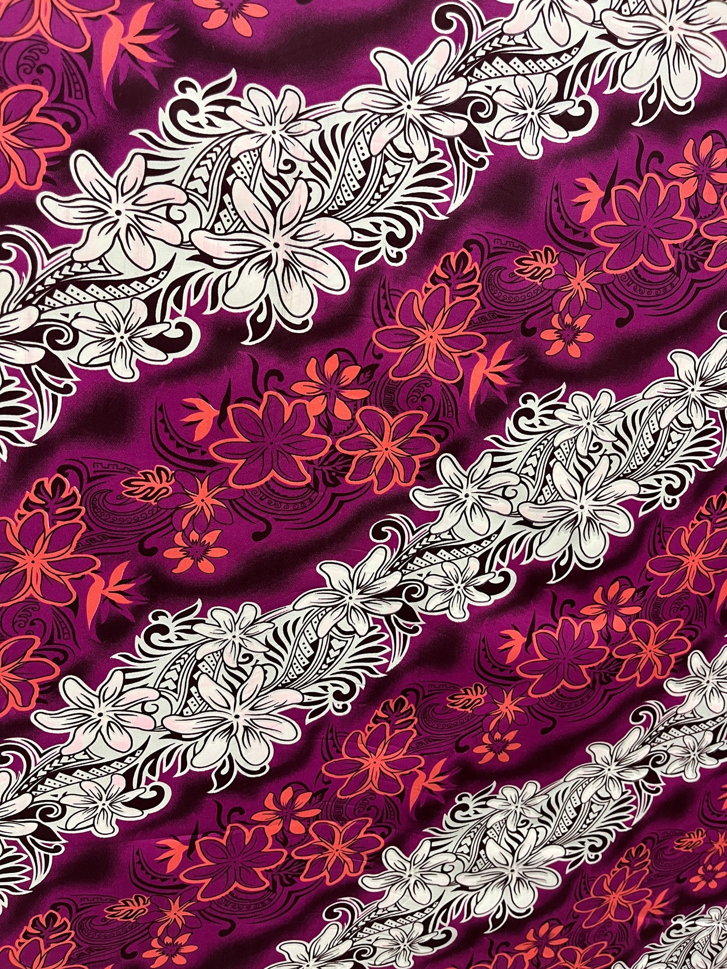 Diagonal Tiare Lei Polyester Fabric | Islands Fabric Islands Fabric