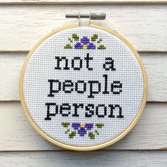 Not a People Person Cross Stitch Kit Spot Colors