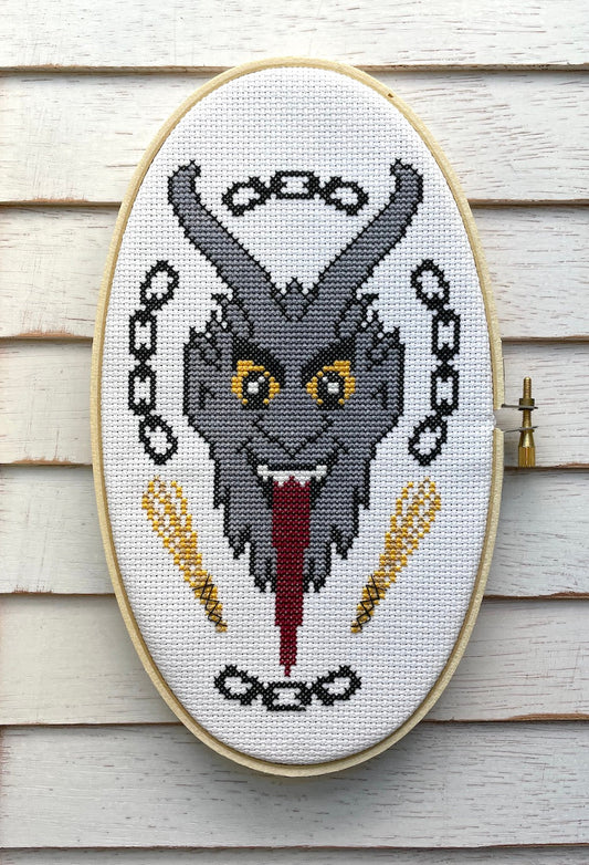 Krampus Counted Cross Stitch DIY KIT Spot Colors