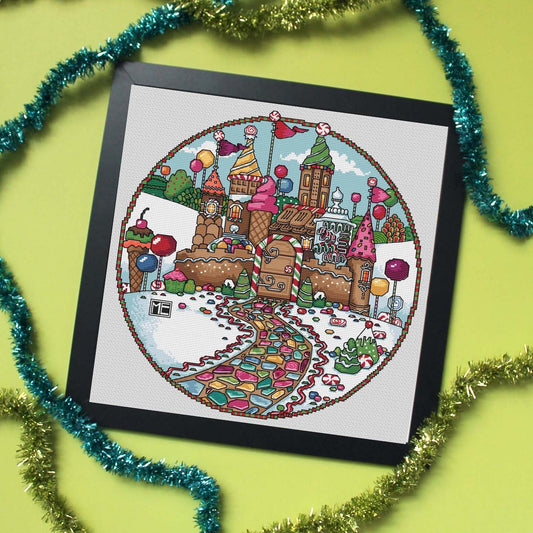 Candy Castle by Mary Engelbreit Counted Cross Stitch DIY KIT Spot Colors