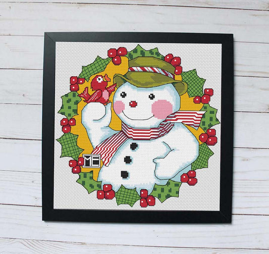 Snowman by Mary Engelbreit Counted Cross Stitch DIY KIT Spot Colors
