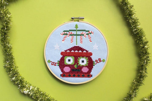 Red Christmasbot by Mary Engelbreit Counted Cross Stitch DIY KIT