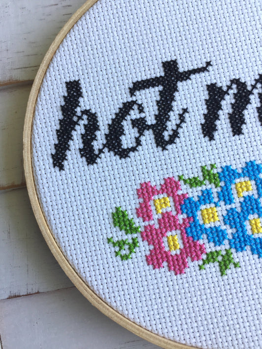 Hot Mess Counted Cross Stitch DIY KIT Intermediate Spot Colors