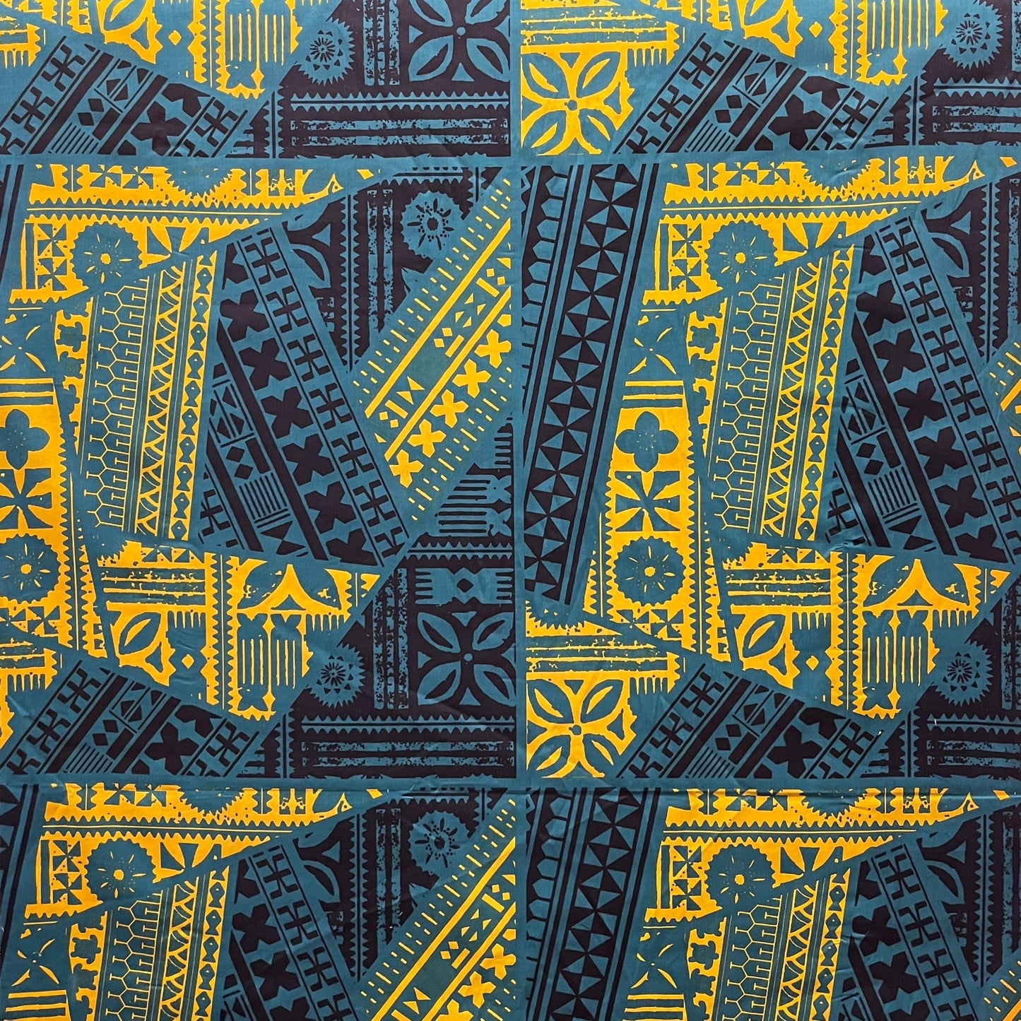 Traditional Tattoo Rectangle & Triangle Geometric Cotton Fabric| Islands Fabric Islands Fabric