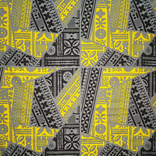 Traditional Tattoo Rectangle & Triangle Geometric Cotton Fabric| Islands Fabric Islands Fabric