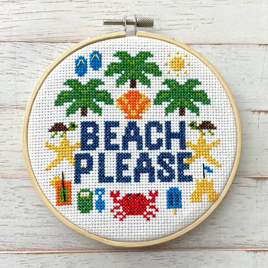 Beach Please Counted Cross Stitch Kit Spot Colors