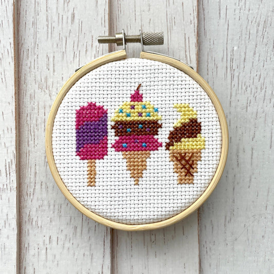 Ice Cream Mini Cross Stitch Kit Spot Colors