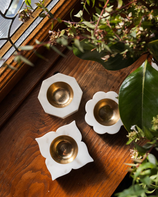 Banswara Marble Candleholder Trio Sangemar