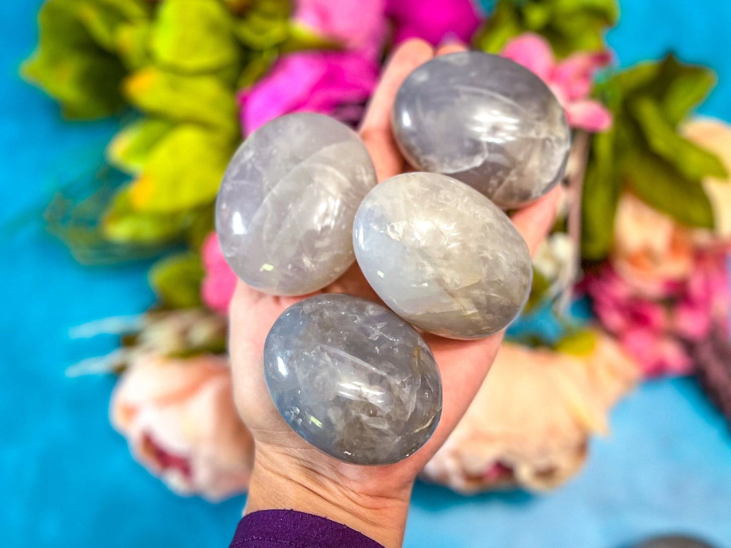Ethically Sourced Lavender Rose Quartz Palm Stones