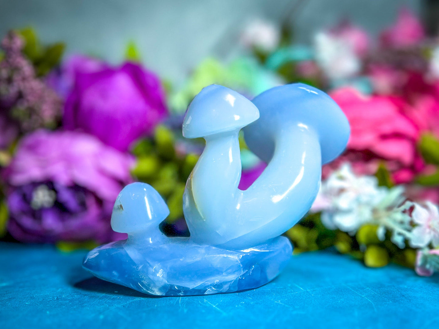 BEAUTIFUL blue chalcedony MUSHROOM sculpture
