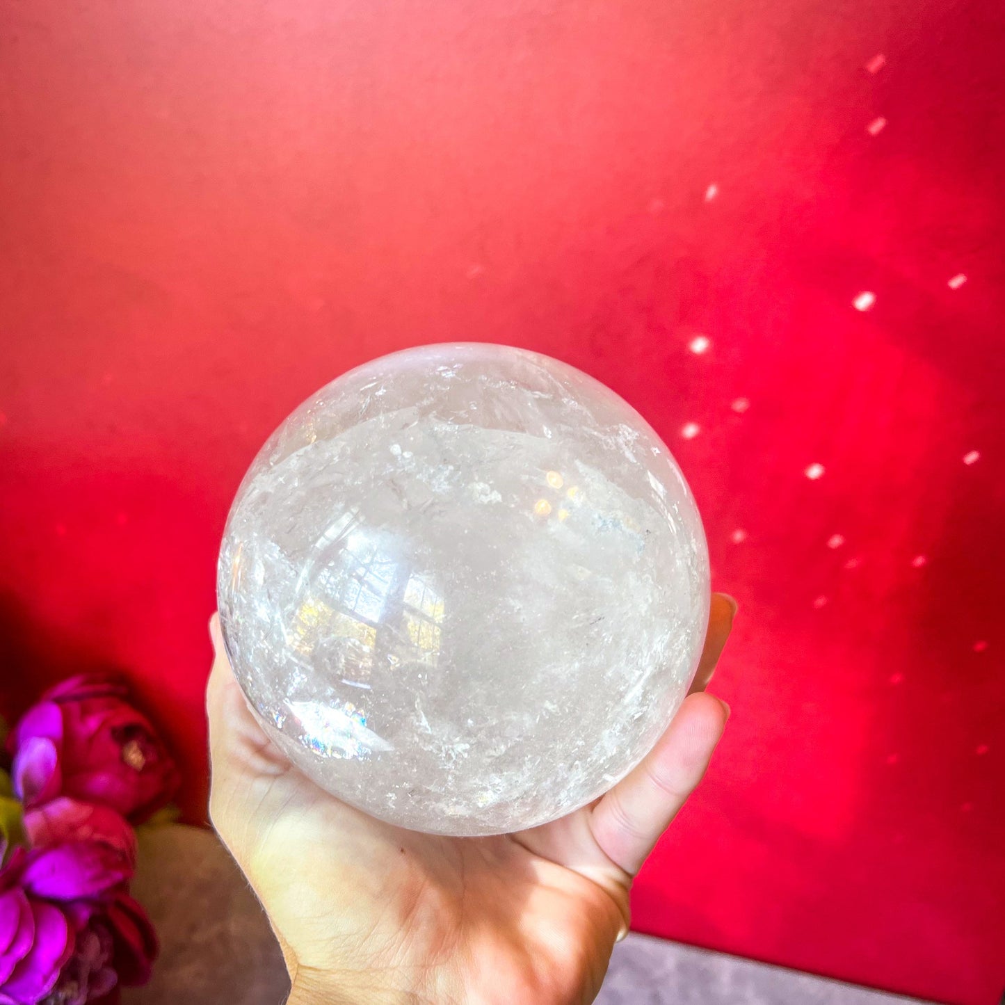 4 1/2" RAINBOW Quartz Sphere, Large Quartz Crystal Ball