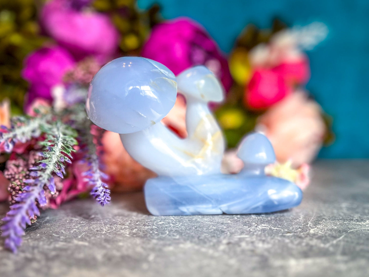 Beautiful 5" Blue Chalcedony MUSHROOM Sculpture