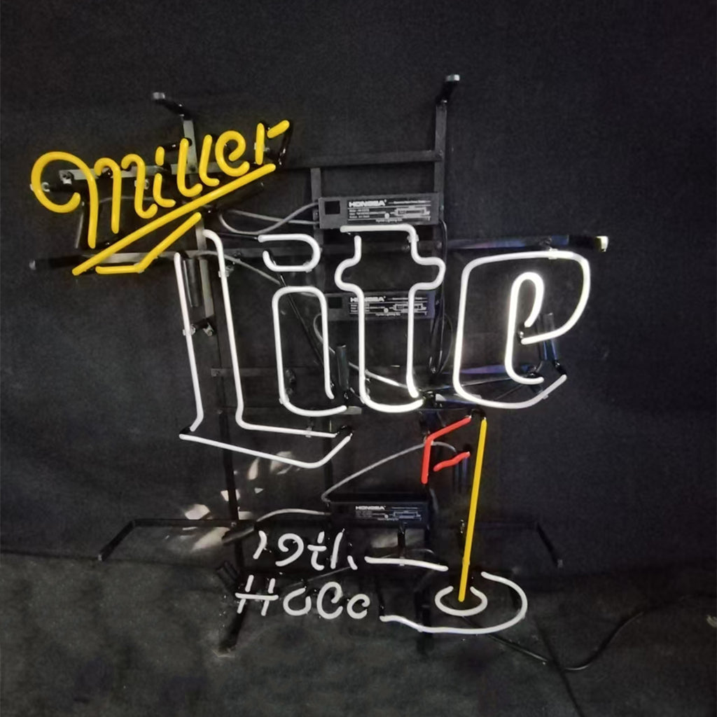 Yellow Miller Lite 19th Hole Neon Signs Neon Signs Land