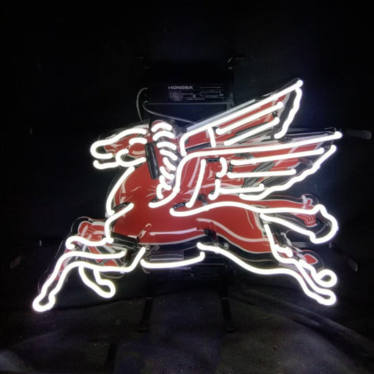 Mobilgas Gas Oil Flyin Horse White Neon Signs Light Neon Signs Land