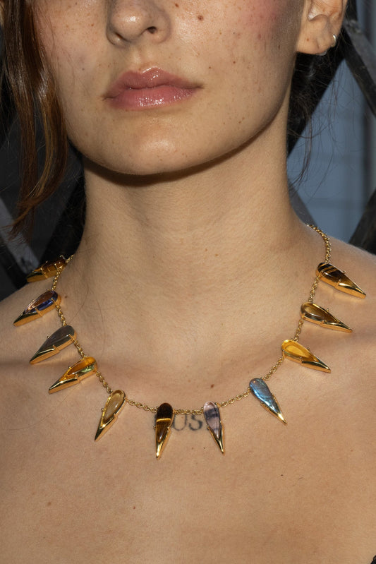 The Saber Tooth Necklace in Angora (Gold) SHIPS IN APRIL
