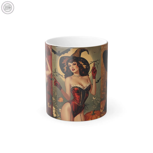 Spooky Beauties Retro Halloween Glamour Pin-Ups - Color Changing Mug Rose Meow