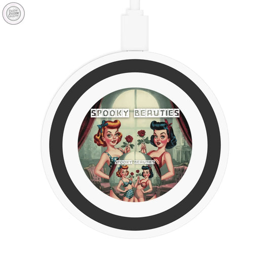 Spooky Beauties Vintage-Inspired Wireless Charging Pad - Retro Tech Office Decor Rose Meow