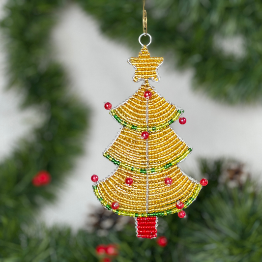 Beaded Christmas Tree with Star Ornament – Handmade Holiday Décor by Haitian Artisans. Beadworx by Extol Accessories