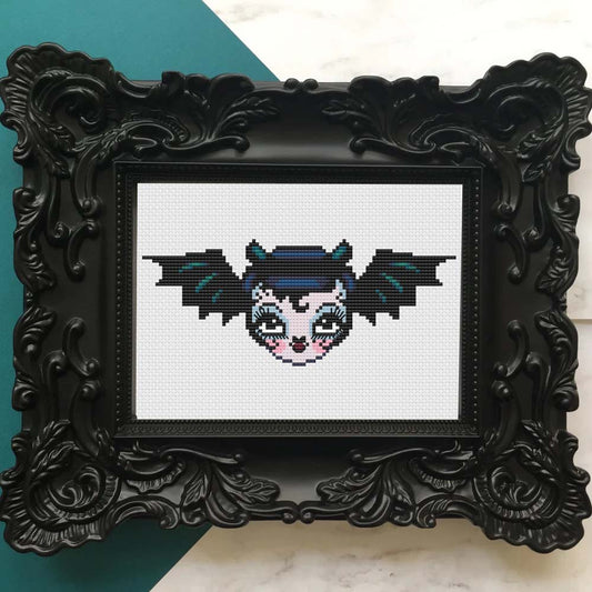 Vampire Bat Dolly by Fluff Counted Cross Stitch Kit Spot Colors
