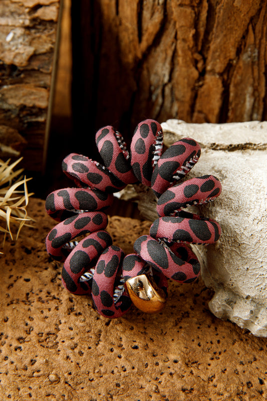 Rose Red Leopard Telephone Spiral Hair Tie Shewin