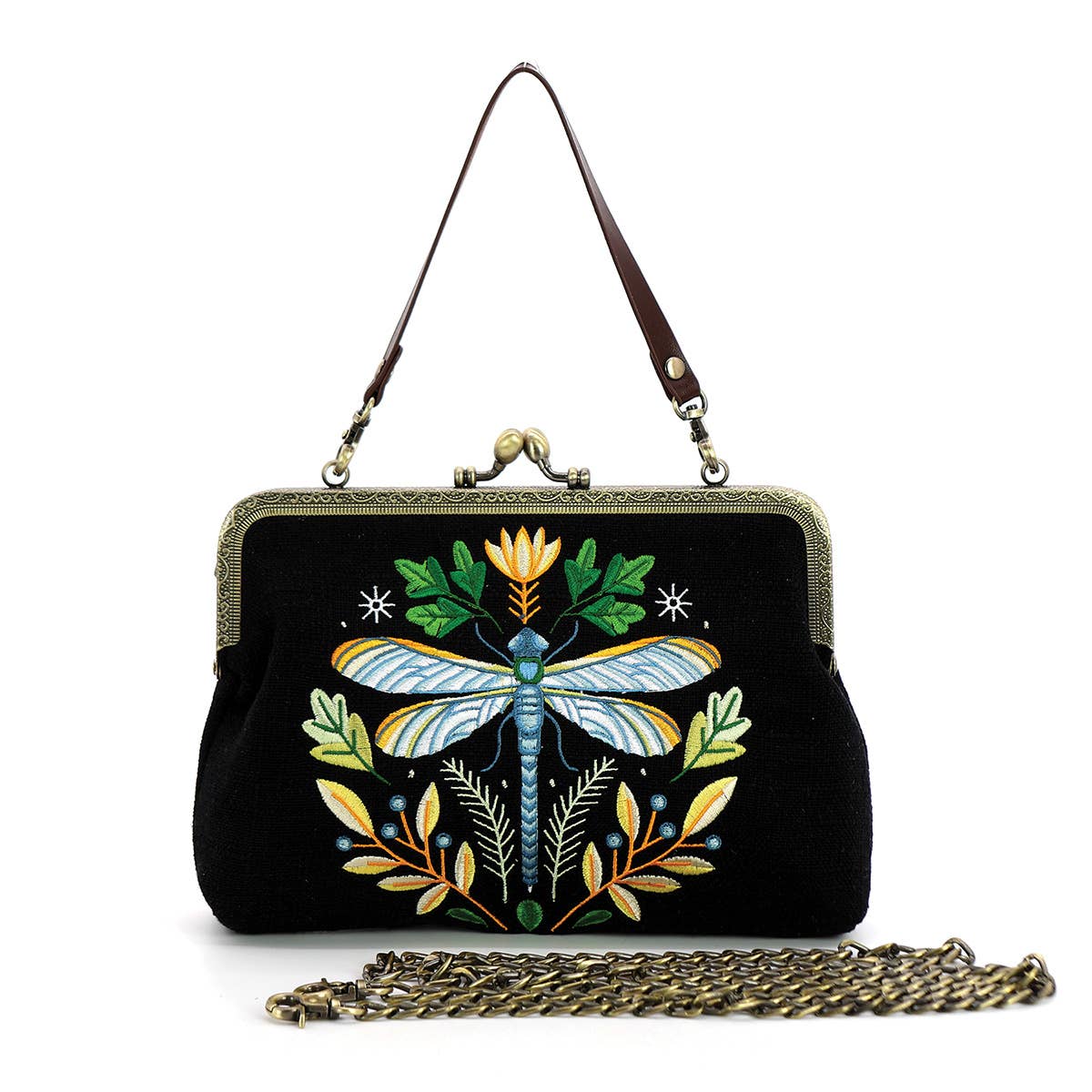 Dragonfly Vintage Kisslock Handbag: Black Quirks!