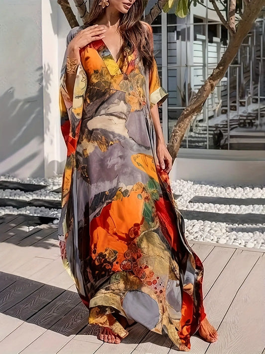 Vintage Style Gauze Elegant Long Dress - Batwing Sleeves, Boho Trendsi