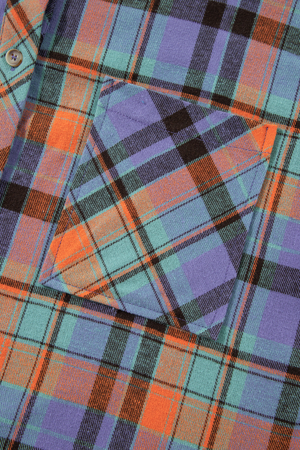 Orange Plaid Print Pocket Loose Shirt Shewin