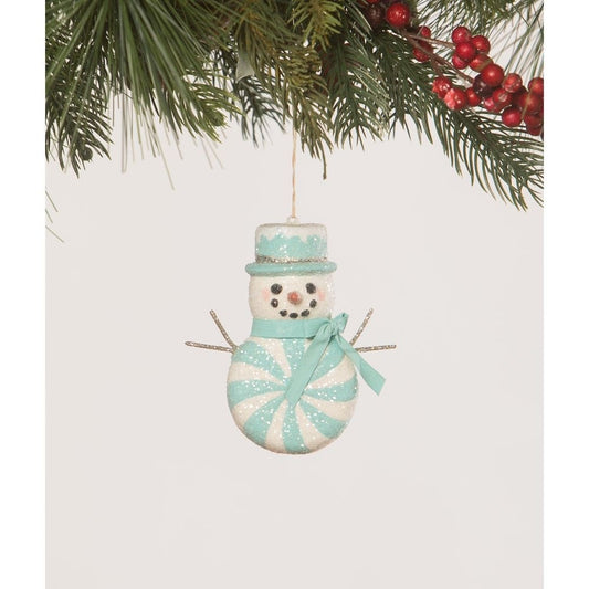 Aqua Peppermint Snowman Ornament by Bethany Lowe Designs Quirks!