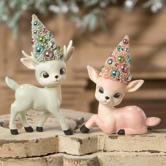 Pink & Aqua Reindeer with Tree Set/2 by Bethany Lowe Designs Quirks!