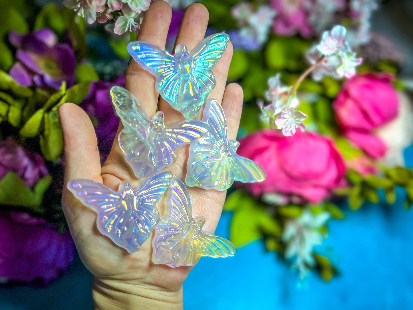 Angel Aura Quartz Crystal Fairy Perched on a Mushroom