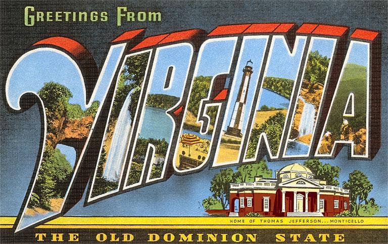 Postcard VA-92 Greetings from Virginia