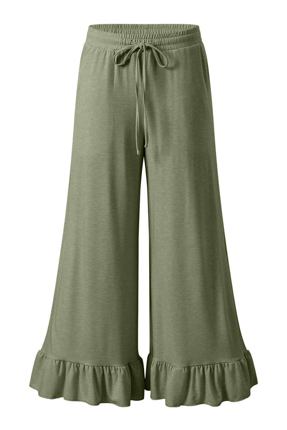 Dune Solid Color Ruffle Hem Wide Leg Pants Shewin