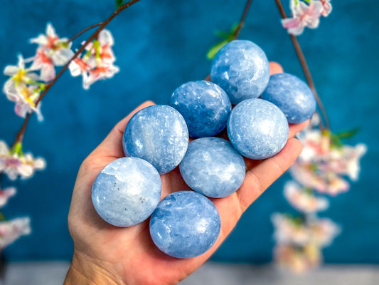 BLUE CALCITE Palm Stones