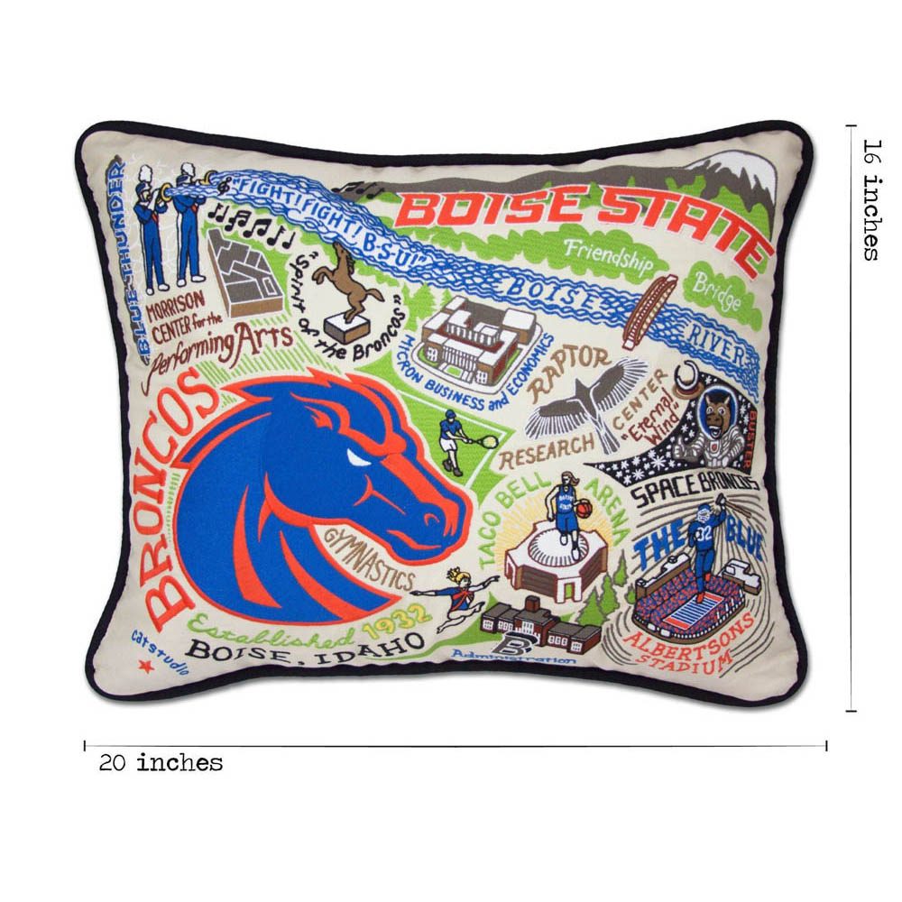 Boise State University Collegiate Embroidered Pillow by CatStudio Quirks!