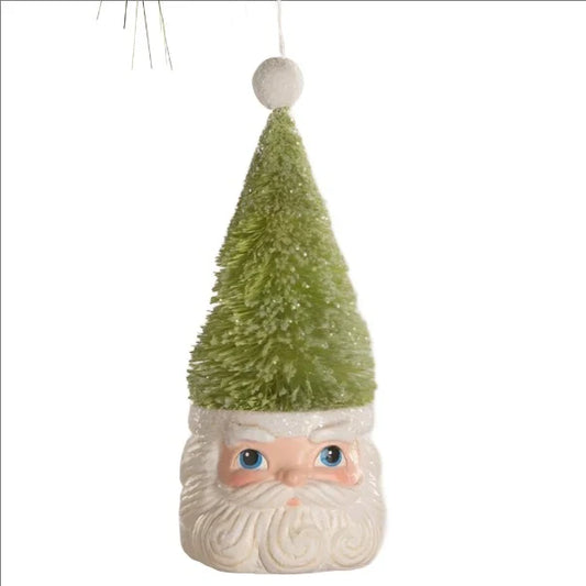 Bottle Brush Santa Green Ornament by Bethany Lowe Designs