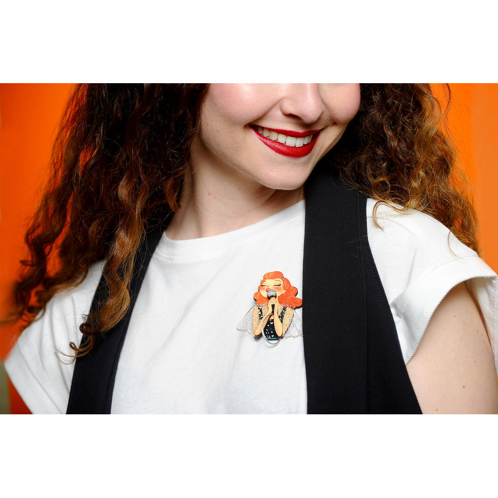 Singer with Microphone Brooch by Laliblue