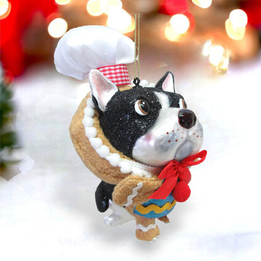 Bulldog w/Gingerbread Costume Ornament by December Diamonds Quirks!