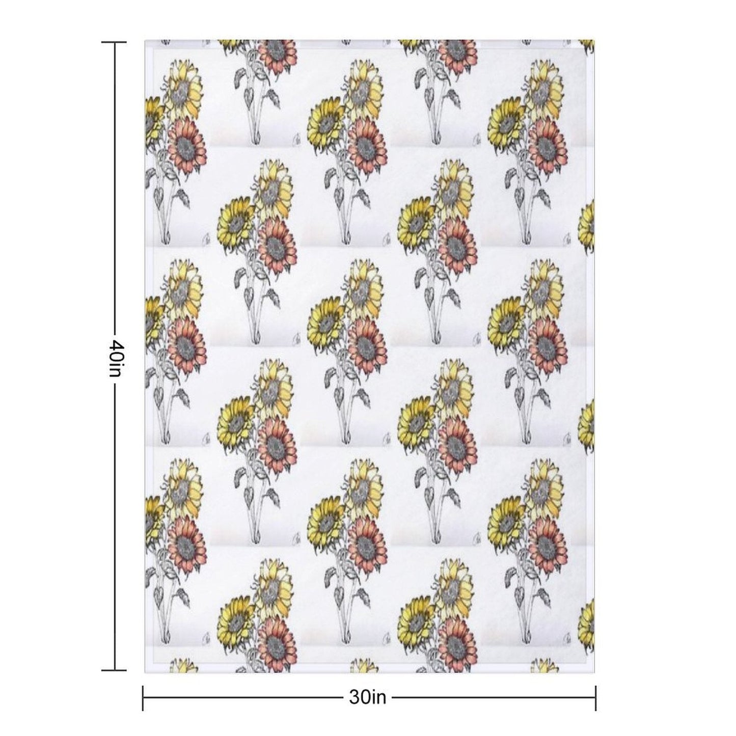 Colored Inked Sunflowers Throw Blanket
