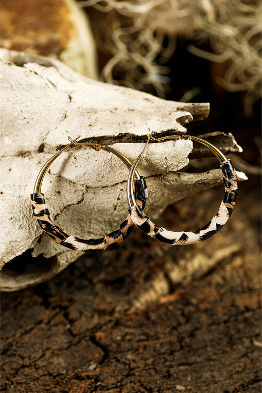 Gold Leopard Large Hoop Earrings Shewin