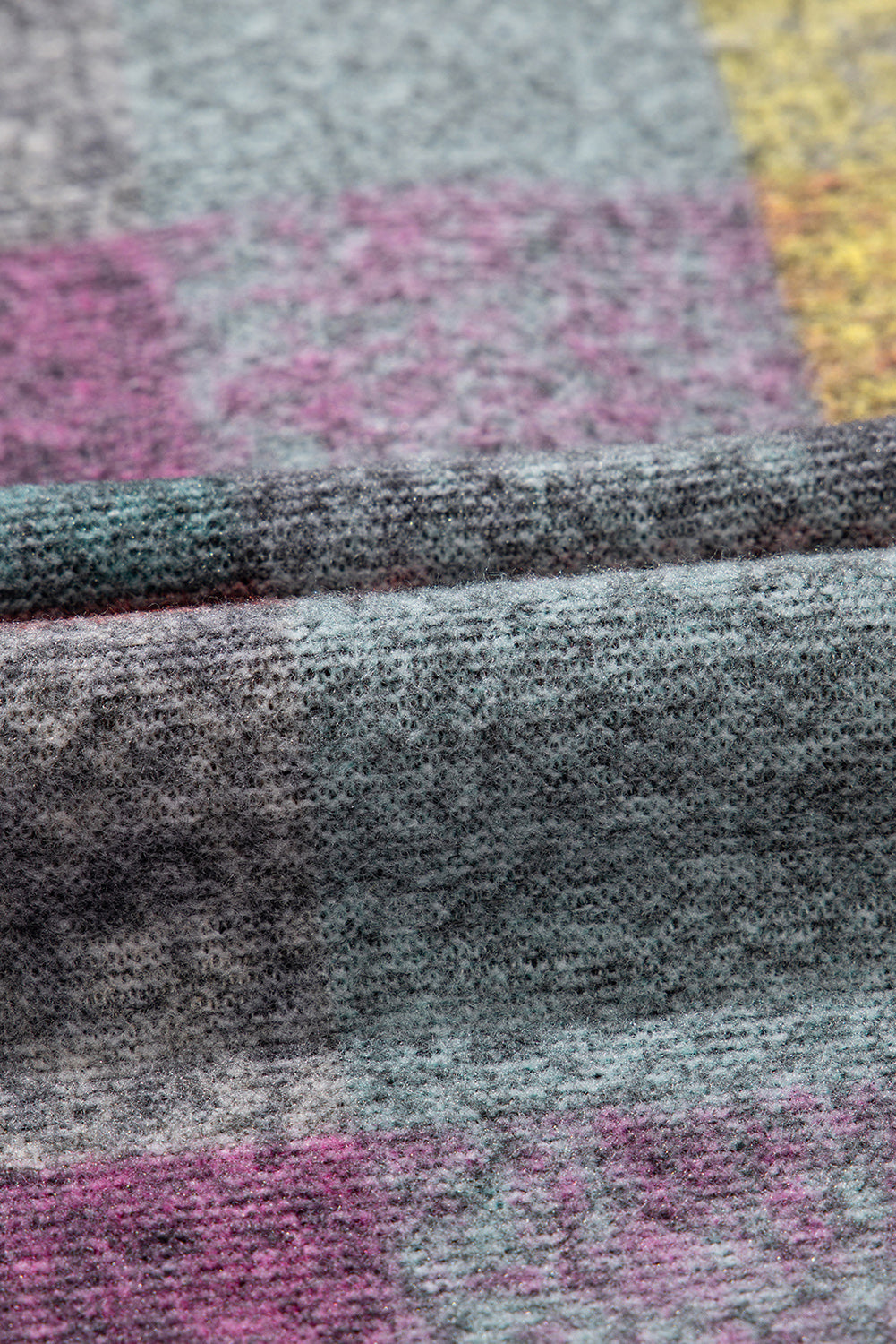 Multicolor Brushed Check Kangaroo Pocket Thumbholes Henley Hoodie Shewin