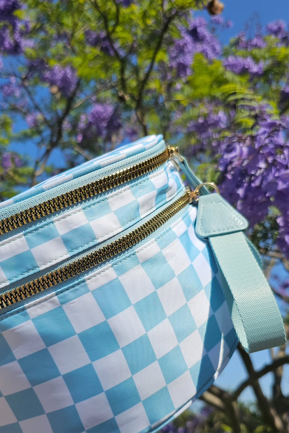 Checkered Print Wide Strap Large Crossbody Bag Shewin