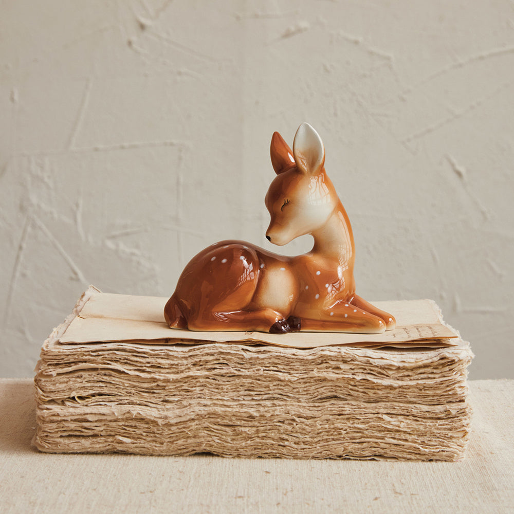 Sweet Ceramic Lying Fawn, Vintage-Inspired Quirks!