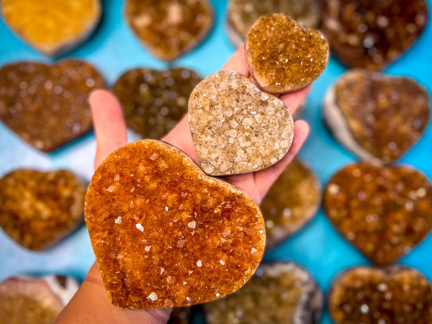 Raw Citrine Hearts, Ethically Sourced from Uruguay