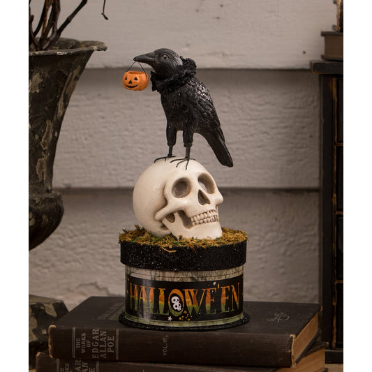 Crow and Skull on Box by Bethany Lowe Designs Quirks!