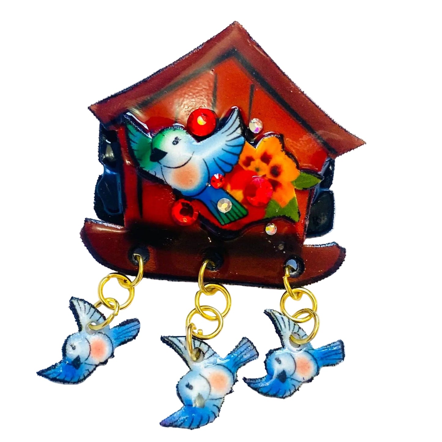 Cute Birdhouse Brooch by Rosie Rose Parker