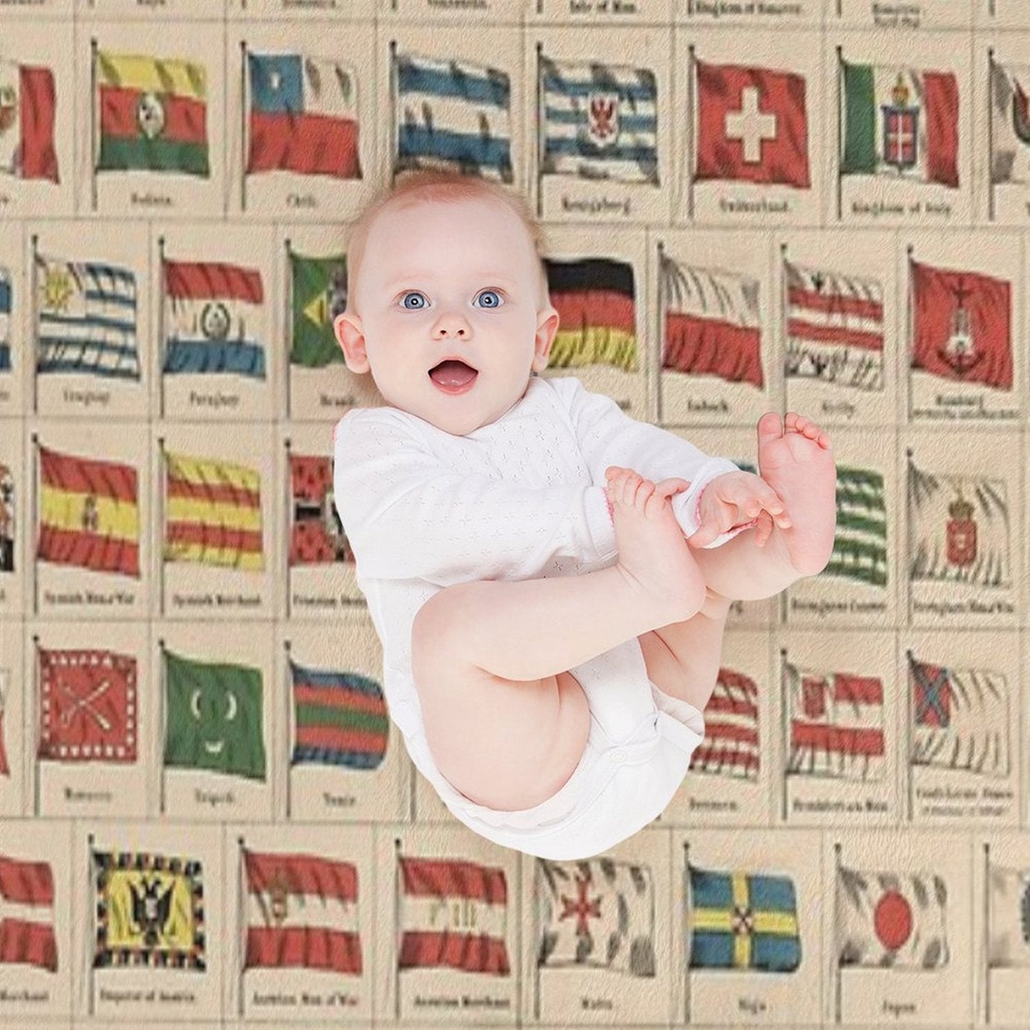 Vintage Flags of The World Chart Throw Blanket